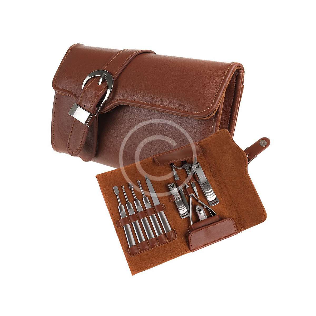 Nail Care Personal Manicure & Pedicure Set, Leather Travel & Grooming Kit